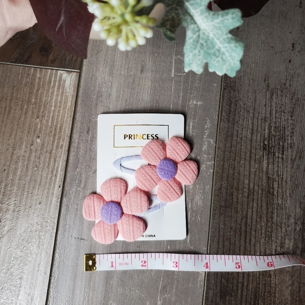NWT Princess Brand Pink and Purple Flower Hair Clips